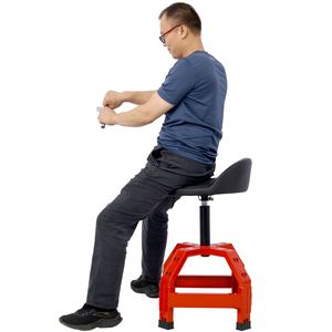 Asiento giratorio neumático de 360 grados de alta resistencia para mecánicos con almacenamiento de herramientas en rojo - Product Image 5