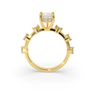 Bague de fiançailles classique plaquée or 14 carats avec diamant serti sur griffes pour femme - Product Image 1