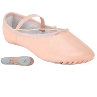 Zapatillas de Ballet Suaves para Niña GAF, Parte Superior de Lona y Algodón, Suela Completa de Cuero Genuino, Tacón Plano