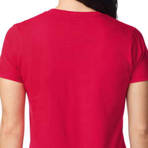 Camiseta de Mujer de Peso Medio en Color Rojo, Algodón Suave, Manga Corta, Cómoda, Informal, Básica, de Primera Calidad - Product Image 4