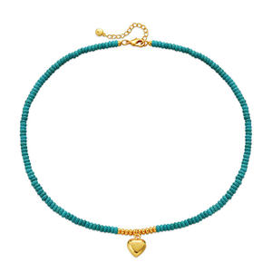 Collar de Cadena con Colgante de Corazón de Durazno Hecho a Mano Estilo Europeo Americano, Venta Caliente, Colgante de Piedra Irregular, Diseño de Nicho para Comercio Exterior - Product Image 5