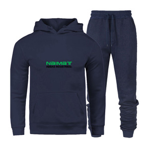 Ensemble de survêtement personnalisé pour homme, sweat-shirt à capuche en molleton bleu marine et pantalon de jogging, vêtements de sport et de détente - Product Image 1