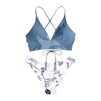 Bikini de Dos Piezas Sexy y Erótico para Mujer, Traje de Baño Triangular Sólido/Estampado de Secado Rápido, Antibacterial, Ecológico y con Protección UV