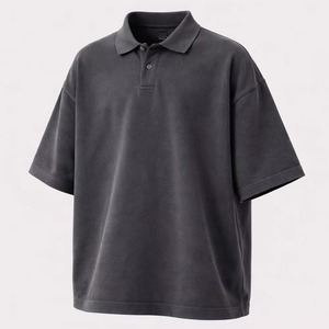 Polo Homme Oversize Personnalisé avec Logo, Coton Lourd, Style Streetwear, Coupe Ample, Manches Courtes - Product Image 1