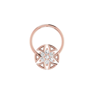 AJRETAIL 14K <b>Gold</b> GIA Certified Shimmering 0.03ct Antique Natural Diamond Flower Shape Ethnic Women's <b>Nose</b> Pin for Wedding - Product Image 2