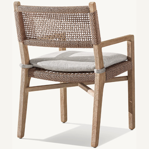 Une chaise longue en teck de style moderne avec de jolis accents en rotin et des coussins doux et confortables. - Product Image 5