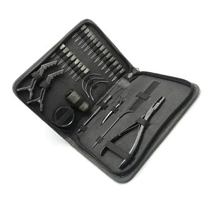 Kit d'outils professionnels en acier inoxydable pour extensions de cheveux, mini pince à sertir à 2 trous avec 12 pinces à extensions de cheveux et outil de séparation - Product Image 1