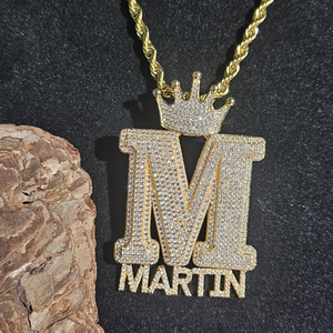 925 <b>Silver</b> Custom <b>Crown</b> Initial M Name Iced Pendant Hip Hop Bling Moissanite Luxury Party Rhodium Plated Personalized Jewelry - Product Image 1
