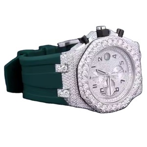 Reloj de Diamantes Personalizado con Moissanita VVS de EE. UU. y Reino Unido, Correa Verde, Estilo Hip Hop, Certificado, Automático, Unisex, para Hombre - Product Image 1