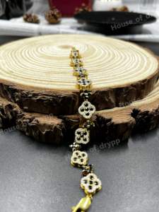 Pulsera de eslabones Silver Clover con diamantes de moissanita VVS negros, diseño floral, joyería de lujo para hombre y mujer. - Product Image 2