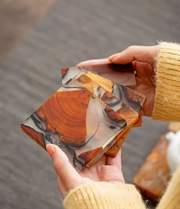 Rehman Craft Handmade Natural Wood & Epoxy Resin Square <b>Coaster</b> Set 10 CM Diameter - Product Image 3
