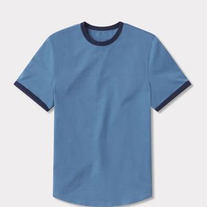 T-shirts blancs unisexe à col rond et manches courtes en coton épais 100 % personnalisables avec fils colorés, style Ringer, vierges et décontractés - Product Image 1