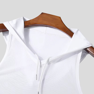 Débardeur Homme Nouvelle Collection Chic – Débardeurs Sportifs à Capuche pour Homme, Sexy, Couleur Unie, Transparent, Sans Manches, T-shirt Décontracté d'Été - Product Image 6