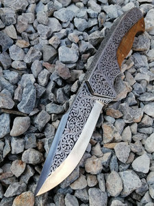 Couteau de chasse Skinner en acier D2 fait main, gravé sur mesure, couteau de camping, couteau de bushcraft, couteau de collection, couteau de collectioniste, cadeau. - Product Image 3