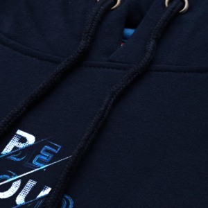 Men's Hooded Raglan Sleeve Zip-Up Sweatshirt Blue White <b>Navy</b> Print Casual Winter Regular Fit <b>Knitted</b> 100% Cotton Breathable - Product Image 4