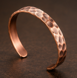 Handcrafted Pure Copper Hammered Open Cuff Bracelet Minimalist Copper Jewelry by Metalsmith Handmade Technique - Product Image 3