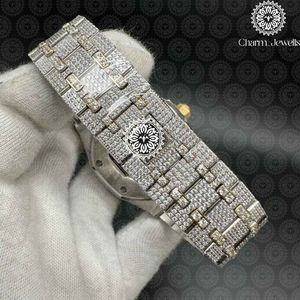 Reloj de Lujo Charm_Jewells para Mujer, Acero Inoxidable, Esfera Redonda de 40 mm, Cristal de Zafiro, Cuarzo Analógico, Diseño Hueco a la Moda - Product Image 4