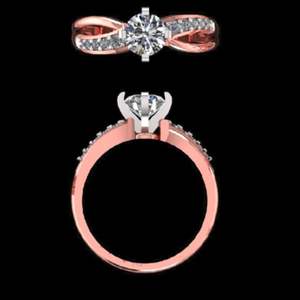 Elegante anillo de compromiso solitario con diamante de talla brillante redonda en oro de 14k y 18k bicolor, rosa y blanco, regalo de aniversario. - Product Image 1