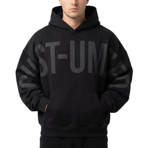 Sweat-shirt à capuche pour femme, coupe ample et décontractée, imprimé DTG, noir, tissu épais, manches classiques, fabrication sur mesure, livraison rapide - Product Image 1