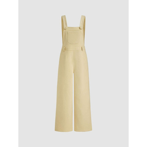 <b>Womens</b> High Waist V-neck Polyester Jumpsuit Sleeveless Solid Color Wide Leg Casual <b>Overalls</b> Breathable Summer Full Length Loose - Product Image 1