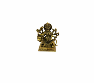 Polished Brass Durga Maa Figurine Religious Mata Murti <b>Statue</b> Gravure Printed <b>Gold</b> Plated Home Decoration - Product Image 1