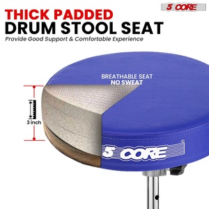 5 Core <b>Drum</b> Throne 3" Thick Padded Guitar Stool 200Lb Capacity Heavy Duty Adjustable Drummer Chair - Product Image 2