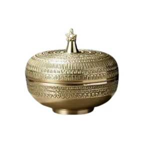 Olla térmica premium con base de madera, tapa de latón dorado lisa con remate de cúpula, elegante calentador de alimentos tipo buffet - Product Image 6