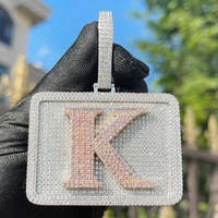 Colgante de letra de moissanita de dos tonos estilo Hip Hop colgante de diamante de plata 925 colgante de letra "K" chapado en oro rosa para hombres y mujeres