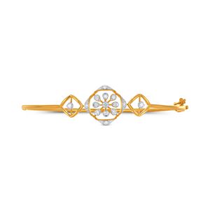 Brazalete de Oro de 18K con Diamantes Florales |   Pulsera de Oro con Diseño Geométrico Calado para Mujer - Product Image 1