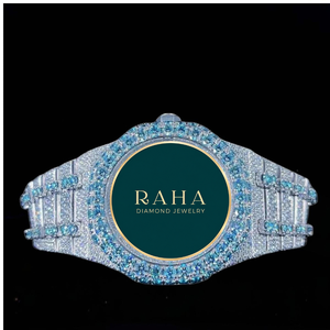 RAHA Luxury <b>Diamond</b> <b>Watch</b> Case Stainless Steel Band Analog Mechanical Movement Unisex Water Resistant 3BAR 20mm Butterfly Clasp - Product Image 4