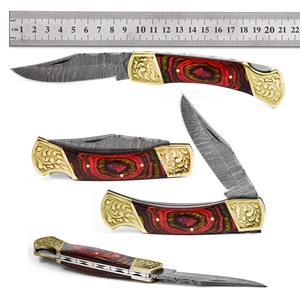 Cuchillo de bolsillo de acero de Damasco al por mayor DD-FK-WH920, hoja afilada hecha a mano con mango de madera exótica, cuchillo EDC para exteriores - Product Image 3