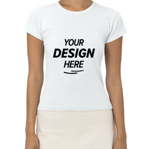 เสื้อยืดครอปผู้หญิง ทรงเข้ารูป ผ้าคอตตอนผสมเนื้อนุ่ม พิมพ์ลายเองได้ - Product Image 4