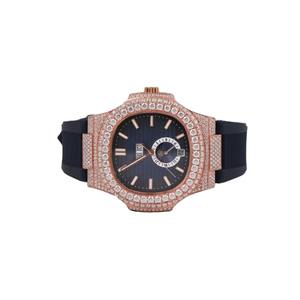 Montre de luxe pour homme en acier inoxydable avec diamants Moissanite, style Hip Hop Bling, bracelet en acier, cadeau d'anniversaire parfait - Product Image 1