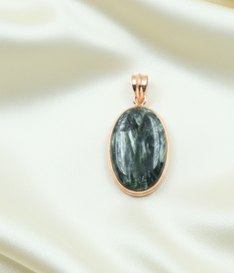 <b>Top</b> Quality Seraphinite Oval Pendant Necklace 925 Sterling Silver <b>Rose</b> Gold Yellow Gold Plated Healing Gemstone Jewelry - Product Image 3