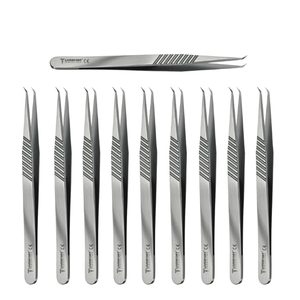 10 Pinzas Dilatadoras Anguladas a 45 Grados con Puntas de 0.3mm y 12cm, Micro Pinzas de Cirugía Plástica, Instrumentos Quirúrgicos de Acero Inoxidable CE - Product Image 1