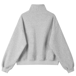 26AW Tendencia en Artículos para el Hogar, Nuevo Estilo de Invierno, Top de Mujer con Media Cremallera y Cuello Redondo, Premium, Casual, Holgado, Color Sólido, Manga Larga, Bordado - Product Image 2