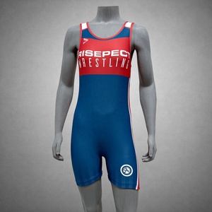 Combinaison de lutte bleue une pièce ajustée en spandex et polyester pour homme, imprimée par sublimation, pour arts martiaux - Product Image 1