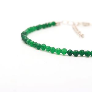 Bracelet en onyx vert naturel facetté, perles rondes, 3 mm, fait main, délicat, pour femmes et hommes, bijoux de qualité supérieure - Product Image 3