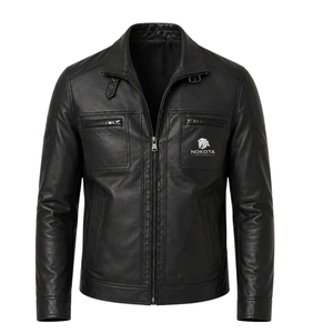 1. Chaqueta de Motociclista de Cuero Vintage para Hombre, con Cuello Alto, Cierre Completo con Cremallera, Múltiples Bolsillos, Estilo Casual para Motociclistas, Moda para Exteriores - Product Image 1