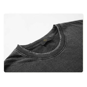 Camiseta de Algodón Oversize para Hombre, Servicio Profesional, Color Liso, Cuello Redondo, Manga Corta, Estilo Casual, Tejido Lavado, Ajuste Regular, Largo Estándar - Product Image 4