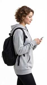 <b>Women's</b> Regular Fit Solid Breathable Casual Long Sleeve Hooded Front Logo Modal Zip-Through Hoodie - Product Image 2