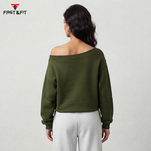 Polyester Cotton Fabric High Quality Printed <b>Sweatshirt</b> Streetwear Slash Neck <b>Off</b> <b>Shoulder</b> <b>Sweatshirt</b> - Product Image 2