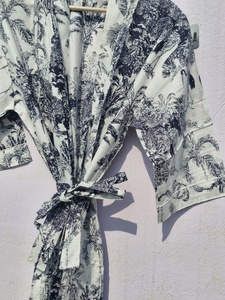 Robe Kimono en Coton à Imprimé Tropical pour Femme, Cache-maillot de Plage Léger, Peignoir Décontracté, Robe Cache-cœur, Vêtement de Nuit - Product Image 4