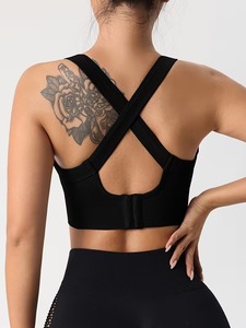 Women's Seamless <b>Cross</b> Back Sports Bra | Crisscross Strap Workout Crop <b>Top</b> | Nylon Spandex Padded Gym Fitness Activewear - Product Image 5