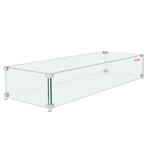 Paravento in Vetro Temperato Trasparente 38 X 10.5 X 6 Pollici per Bracieri, Protezione Rettangolare Spessa 0.3 Pollici per Tavoli da Fuoco - Product Image 1
