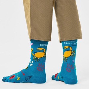 BNSB SPORT Nouvelle conception Chaussettes bleues à motif de crabe imprimé numériquement Respirantes Tricotées Chaussettes d'été pour hommes 2026 - Product Image 2