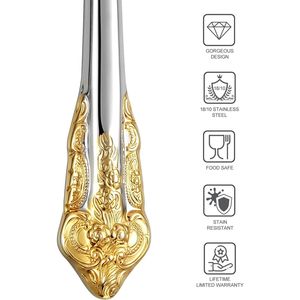 Splendido Set di 4 Spalmaburro e Coltelli in Acciaio Inossidabile 18/10 da 17,5 cm con Dettagli Dorati - Essenziali per la Cucina - Product Image 4