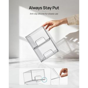 2 Pack Clear Acrylic Stackable Storage <b>Drawers</b> <b>Small</b> Makeup Organizer for Bathroom Vanity & Undersink - Product Image 5