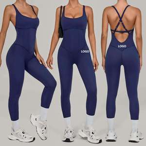 Mono Deportivo Casual para Mujer, Simple, Sólido, Atlético, Sin Costuras, Transpirable, de Spandex/Nylon, para Yoga, Fitness, Gimnasio, de Una Pieza, con Cuello en V Profundo - Product Image 2