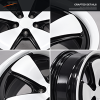 Jantes forgées 5 branches en V, finition blanc brillant + noir concave, 18-22 pouces, 5x108 5x112 5x120, en alliage 6061-T6 pour BMW Audi Mercedes-Benz